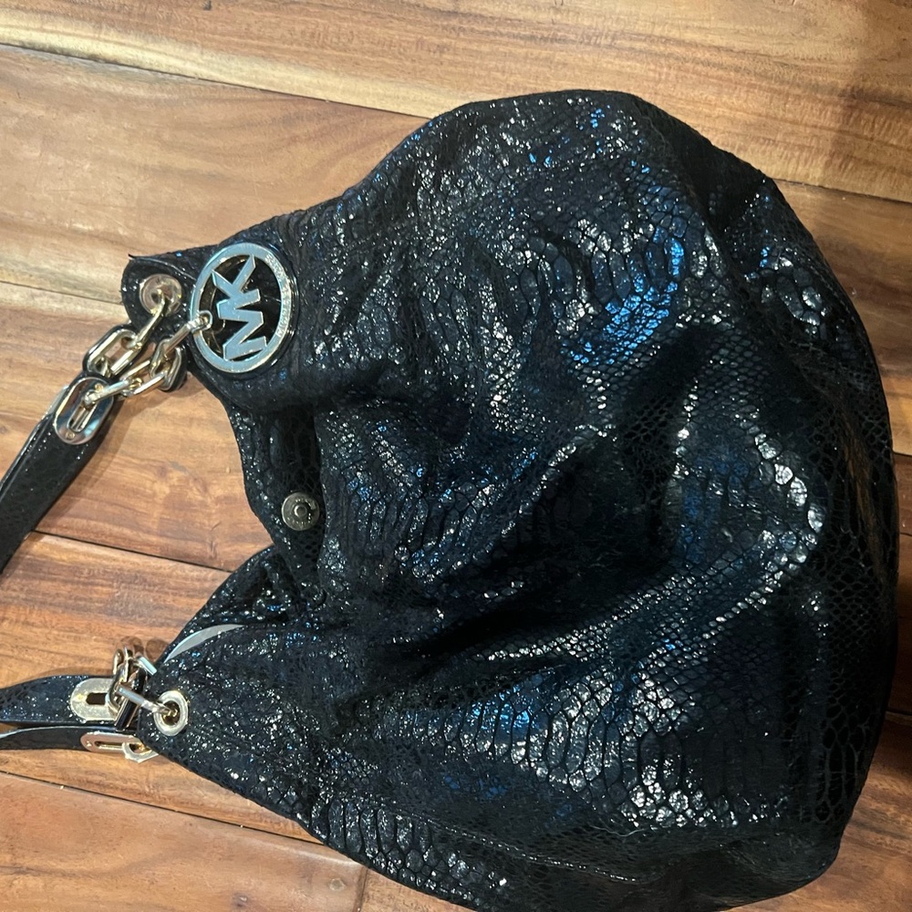 Michael Kors Shimmering Black Hobo Bag